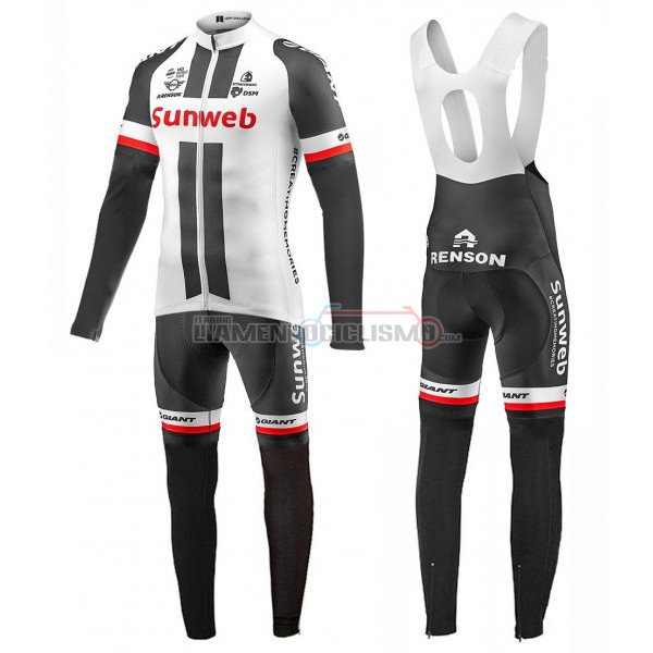 2017 Abbigliamento Ciclismo Sunweb Manica Lunga Bianco